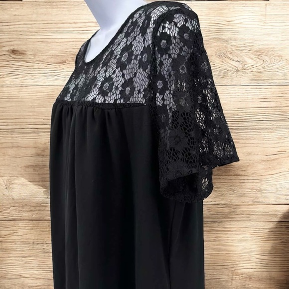Women's Liberty Love Black Short Dress, Lace Top, Lined, Babydoll Dress, 1XL - Picture 3 of 13